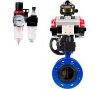 Затвор DN.ru GGG40-304-EPDM-2W-F-H Ду50 Ру16, с пневмоприводом DA-105, пневмораспределитель PND1-T08-220VAC NAMUR, ручной дублер HDM-3, БКВ LSB-510, БПВ D050-107066