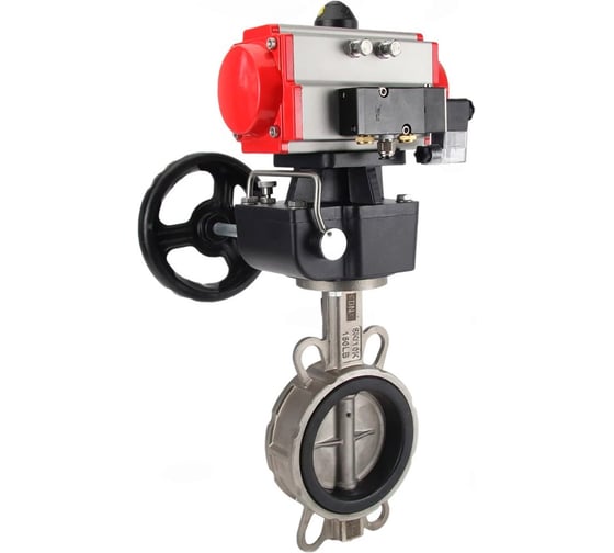 Затвор дисковый DN.ru 316L-316L-VITON Ду300 Ру16, с пневмоприводом DA-140, пневмораспределительред PND2-S1EM-52-1NC-J08-220VAC, ручной дублер HDM-4 D050-93638