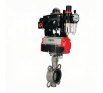 Затвор дисковый DN.ru 316L-316L-VITON Ду300 Ру16, с пневмоприводом DA-140, пневмораспределитель PND2-S1EM-52-1NC-J08-24VDC, БКВ LSB-410-02ExM12-250, БПВ APU1-10-40-V08 D050-93519