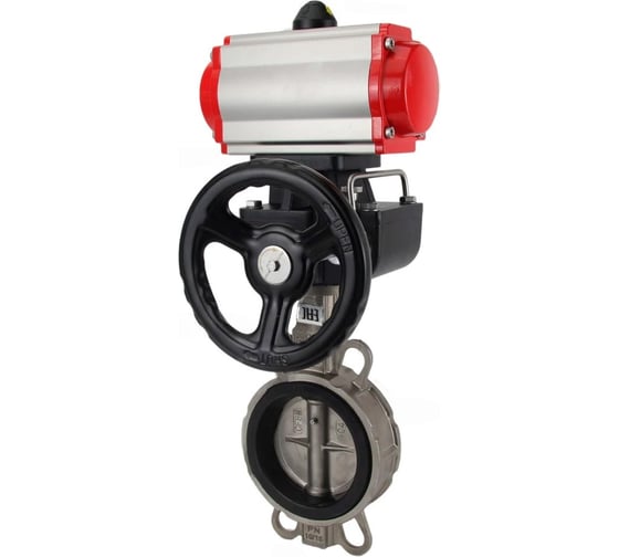 Затвор дисковый поворотный DN.ru 316L-316L-VITON Ду300 Ру16L, с пневмоприводом DA-140 и ручным дублером HDM-4 D050-93637