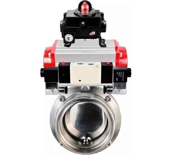 Затвор DN.ru 304-304-EPDM-2W-T-H Ду80 Ру10, с пневмоприводом DA-052, пневмораспределитель, PND1-T08-220VAC NAMUR, БКВ LSB-410 D050-110504