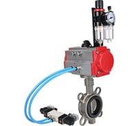 Затвор DN.ru 304-304-EPDM-2W-Fb-H Ду50 Ру16, с пневмоприводом DA-065, пневмораспределитель, PND1-T08-220VAC NAMUR, БПВ D050-110902