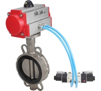 Затвор DN.ru 304-304-EPDM-2W-Fb-H Ду150 Ру16, с пневмоприводом SA-160, пневмораспределитель, PND1-T10-220VAC NAMUR D050-111203