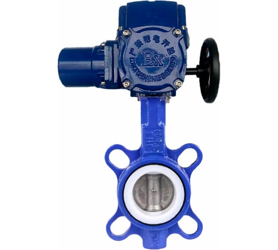 Затвор DN.ru WCB-316L-PTFE Ду100 Ру16, с электроприводом QT-W (M) EX-015 220В D050-94895