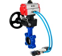 Затвор DN.ru QT450-304-NBR-2W-Fb-H Ду80 Ру16 LUG, с пневмоприводом DA-083, пневмораспределитель PND1-T08-220VAC NAMUR, РД HDM-2 D050-102322