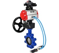 Затвор DN.ru QT450-304-NBR-2W-Fb-H Ду50 Ру16 LUG, с пневмоприводом DA-065, пневмораспределитель PND1-T08-220VAC NAMUR, РД HDM-1, БКВ LSB-210 D050-102260