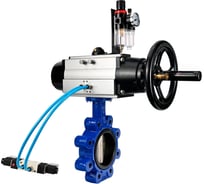 Затвор DN.ru QT450-QT450-EPDM-2W-Fb-H Ду125 Ру16 LUG, с пневмоприводом DA-105-1, пневмораспределитель PND1-T10-220VAC NAMUR, БПВ D050-101202