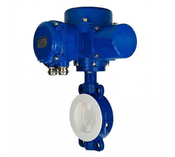 Затвор DN.ru дисковый поворотный WCB-WCB-PTFE-PTFE-Fb-H Ду100 Ру16 с электроприводом QT-010 220В D050-92115
