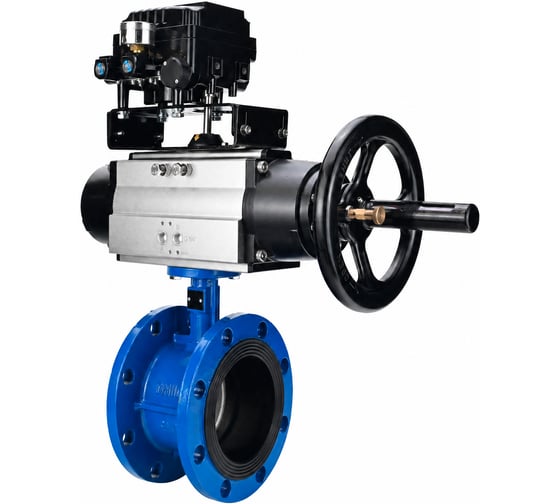 Затвор DN.ru дисковый поворотный GGG40-304-EPDM-2W-F-H Ду80 Ру16 фланцевый с пневмоприводомодом DA-105-1 и позиционером EPRP1-NU-0-08 D050-92204