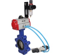 Затвор DN.ru QT450-QT450-EPDM-2W-Fb-H Ду150 Ру16 LUG, с пневмоприводом SA-160, пневмораспределитель PND1-T08-220VAC NAMUR, БПВ D050-101434