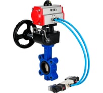 Затвор DN.ru QT450-QT450-EPDM-2W-Fb-H Ду125 Ру16 LUG, с пневмоприводом DA-105, пневмораспределитель PND1-T10-220VAC NAMUR, РД HDM-3 D050-101412