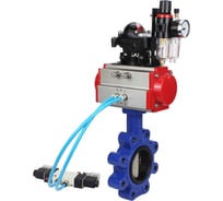 Затвор DN.ru QT450-QT450-EPDM-2W-Fb-H Ду65 Ру16 LUG, с пневмоприводом DA-065, пневмораспределитель PND1-T10-220VAC NAMUR, БКВ LSB-210, БПВ D050-101343