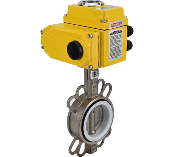 Затвор DN.ru WCB-316L-PTFE Ду100 Ру16, с электроприводом QT-015 220В D050-95330