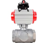 Кран шаровой DN.ru 316-316-PTFE-SP-T-ISO-H WDVF Ду65 Ру40, L-тип, с пневмоприводом SA-140, БКВ LSB-410 D160-84125