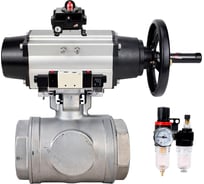 Кран шаровой DN.ru 316-316-PTFE-SP-T-ISO-H WDVF Ду65 Ру40, L-тип, с пневмоприводом DA-105-1, пневмораспределитель, PND1-T10-220VAC NAMUR, БКВ LSB-410, БПВ D160-84724