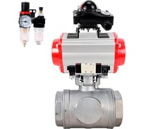 Кран шаровой DN.ru 316-316-PTFE-SP-T-ISO-H WDVF Ду65 Ру40, L-тип, с пневмоприводом SA-140, пневмораспределитель, PND1-T08-220VAC NAMUR, БКВ LSB-210, БПВ D160-84611