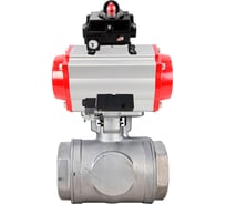 Кран шаровой DN.ru 316-316-PTFE-SP-T-ISO-H WDVF Ду65 Ру40, L-тип, с пневмоприводом SA-140, пневмораспределитель, PND2-220VAC NAMUR, БКВ LSB-410 D160-84152