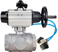 Кран шаровой DN.ru 316-316-PTFE-SP-T-ISO-H WDVF Ду65 Ру40, L-тип, с пневмоприводом DA-105-1, пневмораспределитель, PND1-T08-220VAC, БКВ LSB-210 D160-87964
