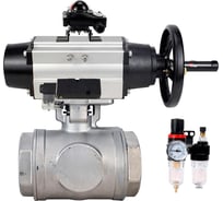 Кран шаровой DN.ru 316-316-PTFE-SP-T-ISO-H WDVF Ду65 Ру40, L-тип, с пневмоприводом DA-105-1, пневмораспределитель, PND2-220VAC NAMUR, БКВ LSB-210, БПВ D160-84535