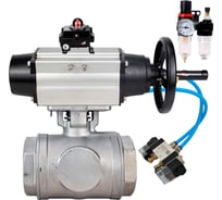 Кран шаровой DN.ru 316-316-PTFE-SP-T-ISO-H WDVF Ду65 Ру40, L-тип, с пневмоприводом DA-105-1, пневмораспределитель, PND1-T10-220VAC, БКВ LSB-410, БПВ D160-87974