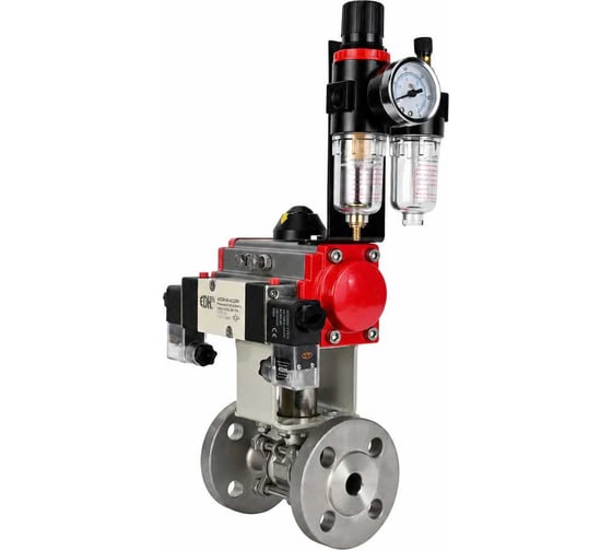 Кран шаровой DN.ru КШФПТ.304.180 Ду100 Ру16, фланц., PTFE, пн.привод DA-105, пн.распред PND1-S2EM-52-2-T08-220VAC, БПВ APU1-10-40-V08 D160-81058