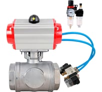 Кран шаровой DN.ru 316-316-PTFE-SP-T-ISO-H WDVF Ду40 Ру63, L-тип, с пн.прив. DA-083, пн.распр. PND1-T10-220VAC, БПВ D160-88007