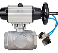 Кран шаровой DN.ru 316-316-PTFE-SP-T-ISO-H WDVF Ду65 Ру40, L-тип, с пн.прив. DA-105-1, пн.распр. PND1-T08-220VAC D160-87969