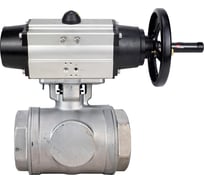 Кран шаровой DN.ru 316-316-PTFE-SP-T-ISO-H WDVF Ду65 Ру40, L-тип, с пн.прив. DA-105-1 со штурвалом D160-83768