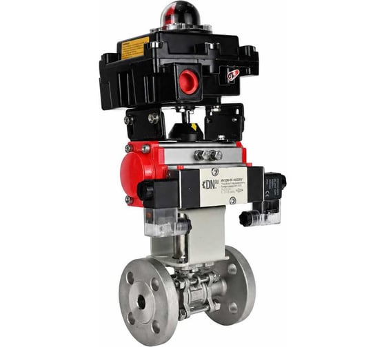 Кран шаровой DN.ru КШФПТ.304.180 Ду100 Ру16, фланц., PTFE, пн.привод DA-105, пн.распред PND1-S2EM-52-2-T08-220VAC, БКВ LSB-410-02ExM12-250 D160-81118