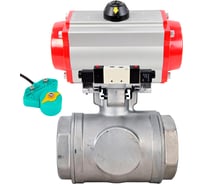 Кран шаровой DN.ru 316-316-PTFE-SP-T-ISO-H WDVF Ду40 Ру63, L-тип, с пн.прив. DA-083, пн.распр. PND1-T10-220VAC NAMUR, МППП-200 D160-83960