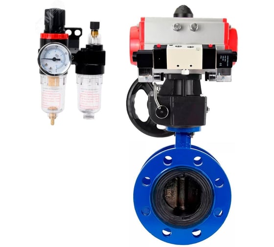 Затвор DN.ru GGG40-304-EPDM-2W-F-H Ду150 Ру16, с пневмоприводом DA-130, пневмораспределитель PND1-T10-220VAC NAMUR, РД HDM-3, БПВ D050-107197 1