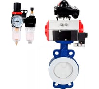 Затвор DN.ru WCB-WCB-PTFE-PTFE-Fb-H Ду100 Ру16 с пн.прив SA-130, пн.расп PND2-S1EM-52-1NC-J08-24VDC, БКВ LSB-210 и БПВ D050-92012