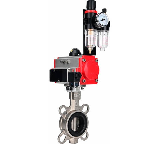 Затвор дисковый поворотный DN.ru 316L-316L-VITON Ду100 Ру16L с пн.прив SA-130, пн.расп PND2-S1EM-52-1NC-J08-24VDC и БПВ APU1-10-40-V08 D050-93568
