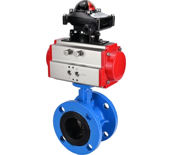 Затвор DN.ru GGG40-GGG40-EPDM-2W-F-H Ду200 Ру16 с пневмоприводом DA-140 и БКВ LSB-210 D050-90804