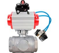 Кран шаровой DN.ru 316-316-PTFE-SP-T-ISO-H WDVF Ду40 Ру63, L-тип, с пн.прив. SA-130, пн.распр. PND1-T08-220VAC, БКВ LSB-410 D160-88089