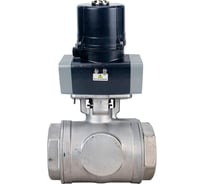 Кран шаровой DN.ru 316-316-PTFE-SP-T-ISO-H WDVF Ду65 Ру40, L-тип, с электроприводом ЭПВП-020 220В D160-83682