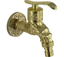 Кран Санакс водоразборный 1/2, 10 см от стены, металлокерамика, со штуцером, цвет ЗОЛОТО. 92554