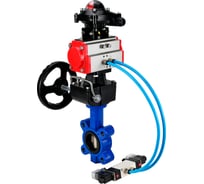 Затвор DN.ru QT450-QT450-EPDM-2W-Fb-H Ду125 Ру16 LUG, с пневмоприводом DA-105, пневмораспределитель PND1-T10-220VAC NAMUR, РД HDM-3, БКВ LSB-210 D050-101352