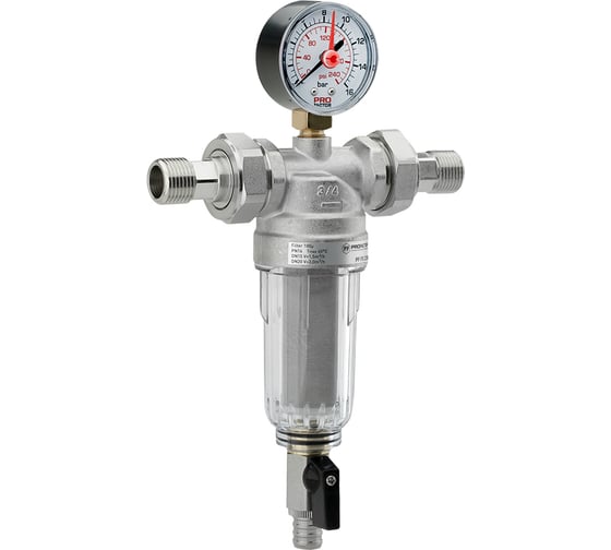 Фильтр промывной PROFACTOR с манометром для холодной воды 1/2-3/4 PF FS 238.1520G