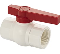 Кран шаровый Санакс 1 1/2" г/г, резьбовой, ручка-рычаг, серия МАК, из ПВХ (PVC-U) пластика, цвет БЕЛЫЙ. 477
