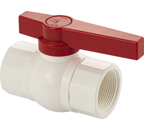 Кран шаровый Санакс 1 1/2" г/г, резьбовой, ручка-рычаг, серия МАК, из ПВХ (PVC-U) пластика, цвет БЕЛЫЙ. 477