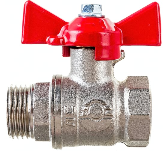 Шаровой кран для воды VALFEX OPTIMA 1/2" ВР/НР бабочка, никелированная латунь VF.218.NLB1.012.Bir