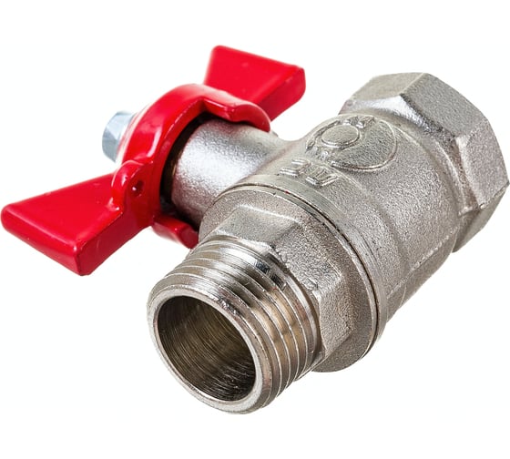 Шаровой кран для воды VALFEX OPTIMA 1/2" ВР/НР бабочка, никелированная латунь VF.218.NLB1.012.Bir
