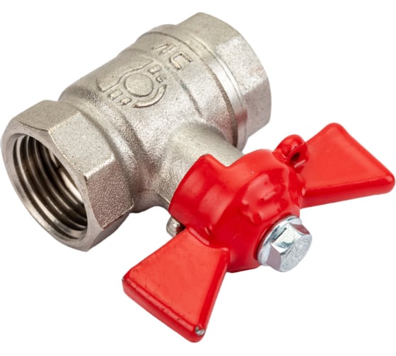 Шаровой кран для воды VALFEX OPTIMA 1/2" ВР/ВР бабочка, никелированная латунь VF.217.NLB1.012.Bir