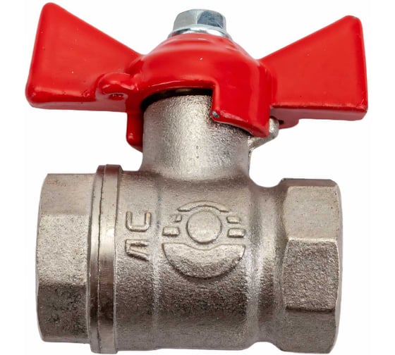 Шаровой кран для воды VALFEX OPTIMA 1/2" ВР/ВР бабочка, никелированная латунь VF.217.NLB1.012.Bir