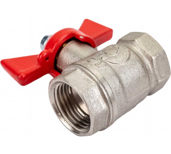 Шаровой кран для воды VALFEX OPTIMA 1/2" ВР/ВР бабочка, никелированная латунь VF.217.NLB1.012.Bir