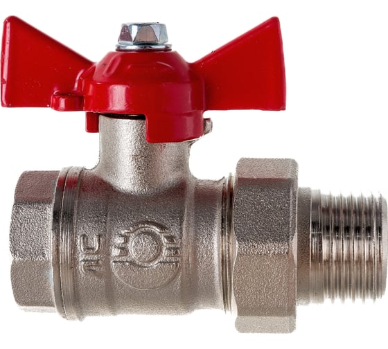 Шаровой кран для воды VALFEX OPTIMA американка 1/2" ВР/НР бабочка, никелированная латунь VF.227.NLB1.012.Bir