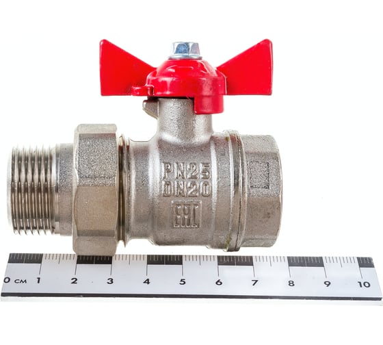 Шаровой кран для воды VALFEX OPTIMA американка 3/4" ВР/НР бабочка, никелированная латунь VF.227.NLB1.034.Bir