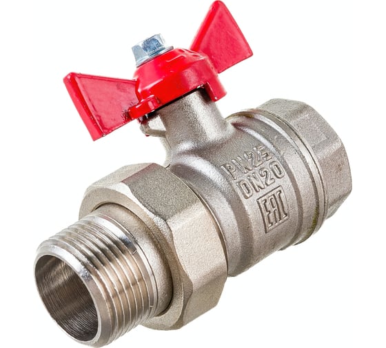Шаровой кран для воды VALFEX OPTIMA американка 3/4" ВР/НР бабочка, никелированная латунь VF.227.NLB1.034.Bir