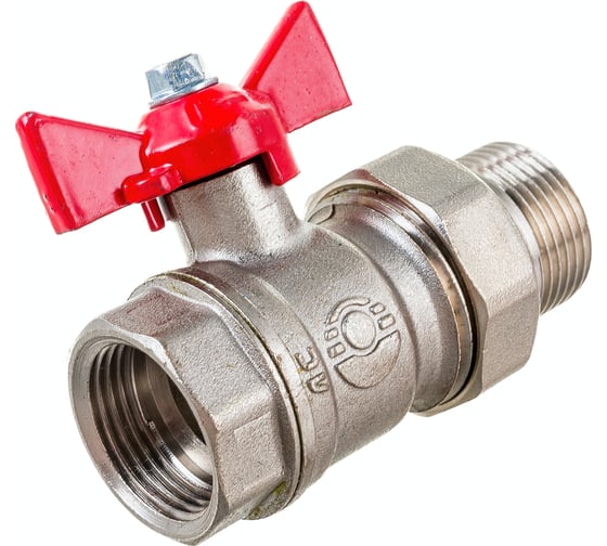 Шаровой кран для воды VALFEX OPTIMA американка 3/4" ВР/НР бабочка, никелированная латунь VF.227.NLB1.034.Bir